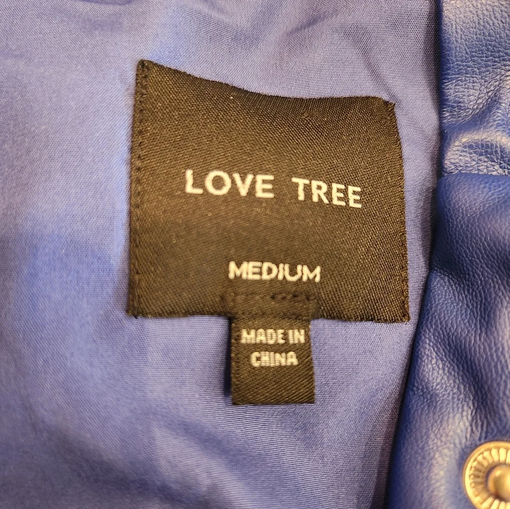 Love Tree Royal Blue Cropped Puffer Vest Vegan Leather Size M Snap Front Mock